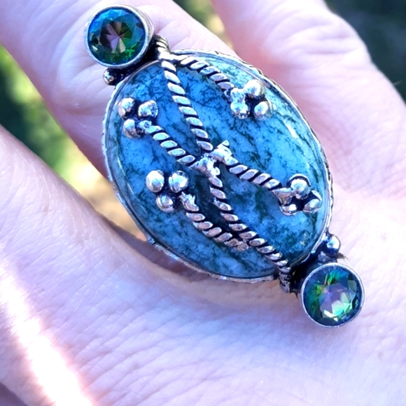 New Tree Agate & Mystic Topaz 925 Silver Ring. - Picture 5 of 8